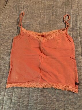 Hollister Coral Lace-Trim Spaghetti Strap Cami Top